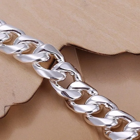 Sterling Silver Chain Link Cuban Necklace Curb Unisex - Picture 4 of 9